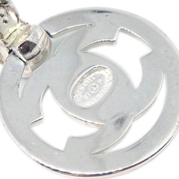 Chanel Hoop Dangle CC Earrings Silver Clip-On 97P - Picture 4 of 4